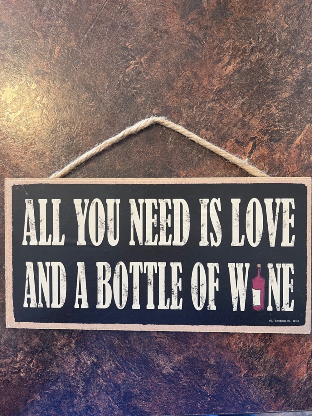 Rustic Black "All You Need Is Love and a Bottle of Wine" Wall Sign